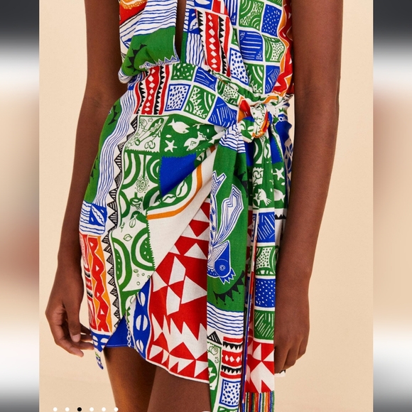 NWT FARM Rio Off White Pitta Colours Mini Dress - Picture 3 of 9